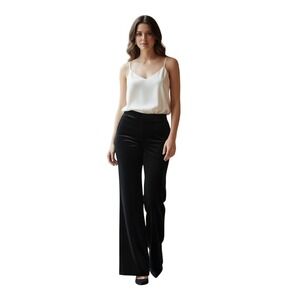 Ann Taylor Silk Blend Velvet Wide Leg Pants 10 NWT $129 Black Dress Trousers 32
